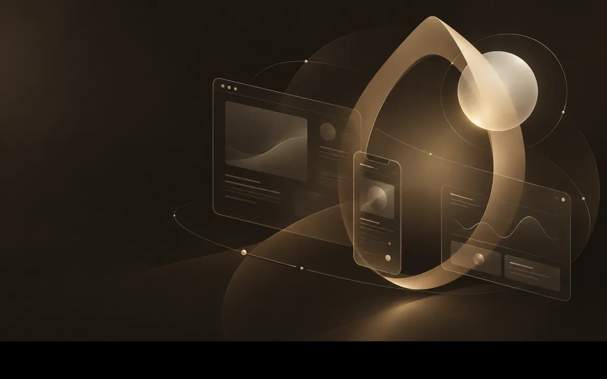 Digital product interfaces in bronze tones